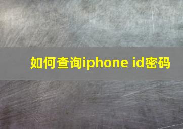 如何查询iphone id密码